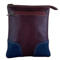 Túi đeo nam phối màu nâu đỏ xanh dương  100% leather