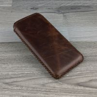 Bao Da Rút Iphone XR Vintage Da Bò Màu Nâu đất