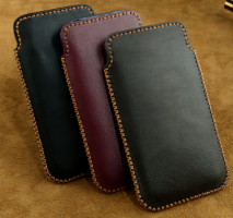 Bao da túi rút không dây IPHONE 16 Pro da bò thật may thủ công