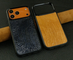 Ốp lưng điện thoại iphone 17 Pro Max chống sốc da đà điểu thật đẹp sang trọng dành cho doanh nhân